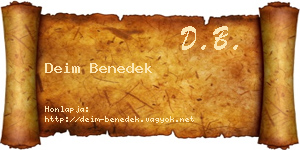 Deim Benedek névjegykártya